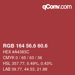 カラーコード: RGB 164 56.6 60.6 | qconv.com