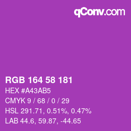 Color code: RGB 164 58 181 | qconv.com