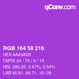 Color code: RGB 164 58 216 | qconv.com
