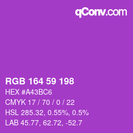 Color code: RGB 164 59 198 | qconv.com