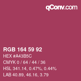 カラーコード: RGB 164 59 92 | qconv.com