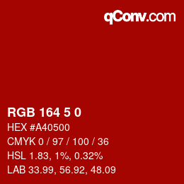 カラーコード: RGB 164 5 0 | qconv.com