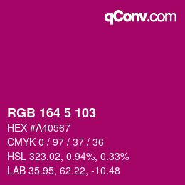 カラーコード: RGB 164 5 103 | qconv.com