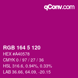 カラーコード: RGB 164 5 120 | qconv.com