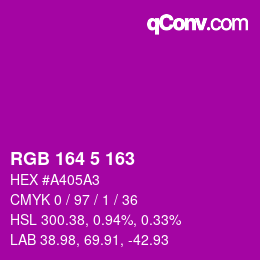 Color code: RGB 164 5 163 | qconv.com