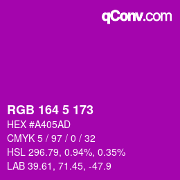 Color code: RGB 164 5 173 | qconv.com