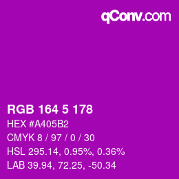 Color code: RGB 164 5 178 | qconv.com