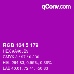 Color code: RGB 164 5 179 | qconv.com