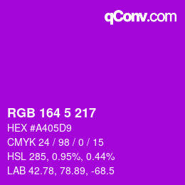 Color code: RGB 164 5 217 | qconv.com