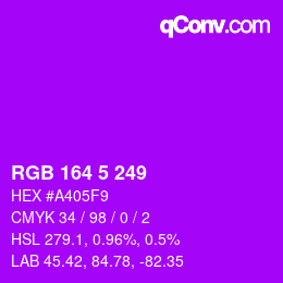 Color code: RGB 164 5 249 | qconv.com