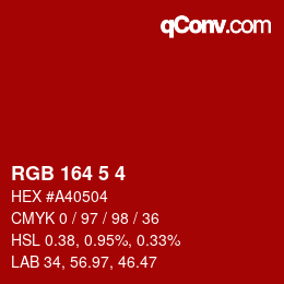 Color code: RGB 164 5 4 | qconv.com