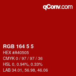 カラーコード: RGB 164 5 5 | qconv.com
