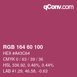 カラーコード: RGB 164 60 100 | qconv.com