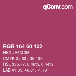 カラーコード: RGB 164 60 102 | qconv.com