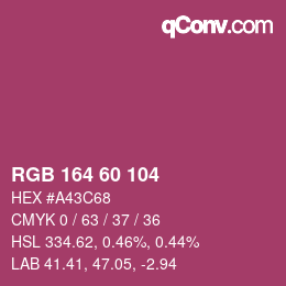 颜色代码: RGB 164 60 104 | qconv.com