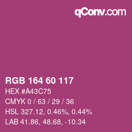 カラーコード: RGB 164 60 117 | qconv.com