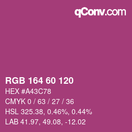 颜色代码: RGB 164 60 120 | qconv.com