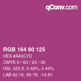 颜色代码: RGB 164 60 125 | qconv.com