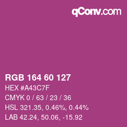 カラーコード: RGB 164 60 127 | qconv.com