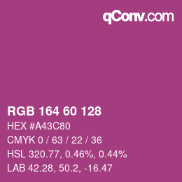 カラーコード: RGB 164 60 128 | qconv.com