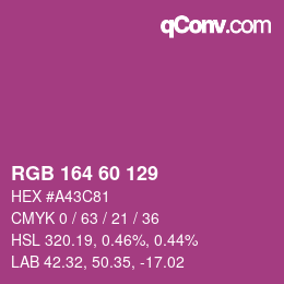 カラーコード: RGB 164 60 129 | qconv.com
