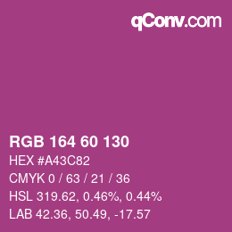 カラーコード: RGB 164 60 130 | qconv.com