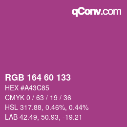 カラーコード: RGB 164 60 133 | qconv.com