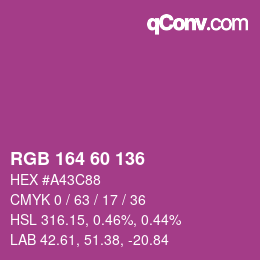 カラーコード: RGB 164 60 136 | qconv.com