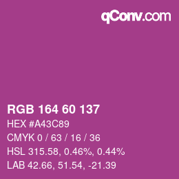 カラーコード: RGB 164 60 137 | qconv.com