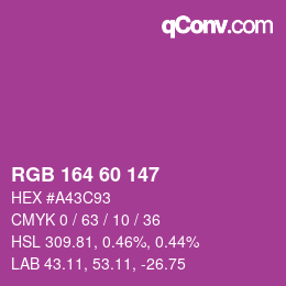 カラーコード: RGB 164 60 147 | qconv.com
