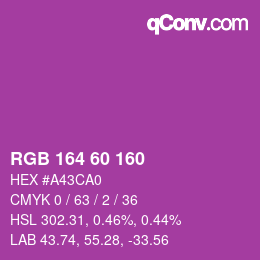 Color code: RGB 164 60 160 | qconv.com