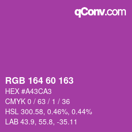カラーコード: RGB 164 60 163 | qconv.com