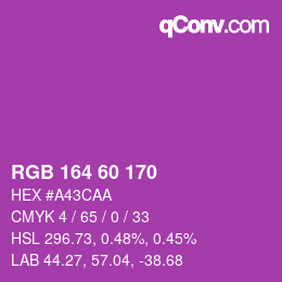 カラーコード: RGB 164 60 170 | qconv.com