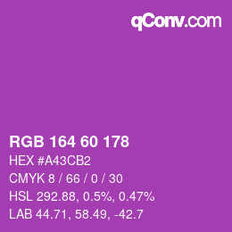 颜色代码: RGB 164 60 178 | qconv.com