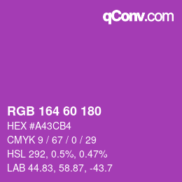 颜色代码: RGB 164 60 180 | qconv.com