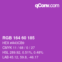 颜色代码: RGB 164 60 185 | qconv.com