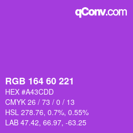 颜色代码: RGB 164 60 221 | qconv.com