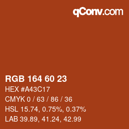 Color code: RGB 164 60 23 | qconv.com