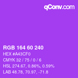 カラーコード: RGB 164 60 240 | qconv.com
