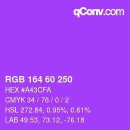 カラーコード: RGB 164 60 250 | qconv.com