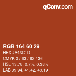 カラーコード: RGB 164 60 29 | qconv.com