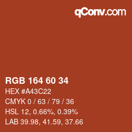 Color code: RGB 164 60 34 | qconv.com