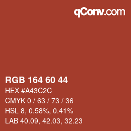 カラーコード: RGB 164 60 44 | qconv.com
