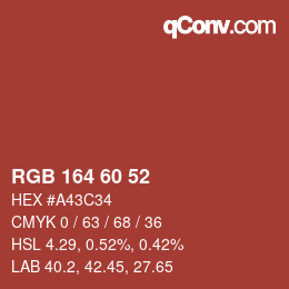 カラーコード: RGB 164 60 52 | qconv.com