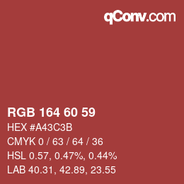 カラーコード: RGB 164 60 59 | qconv.com