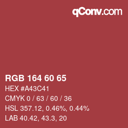 颜色代码: RGB 164 60 65 | qconv.com