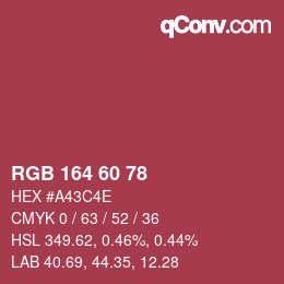 カラーコード: RGB 164 60 78 | qconv.com
