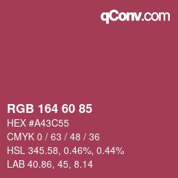 颜色代码: RGB 164 60 85 | qconv.com