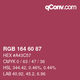 カラーコード: RGB 164 60 87 | qconv.com