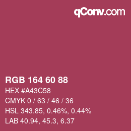 カラーコード: RGB 164 60 88 | qconv.com
